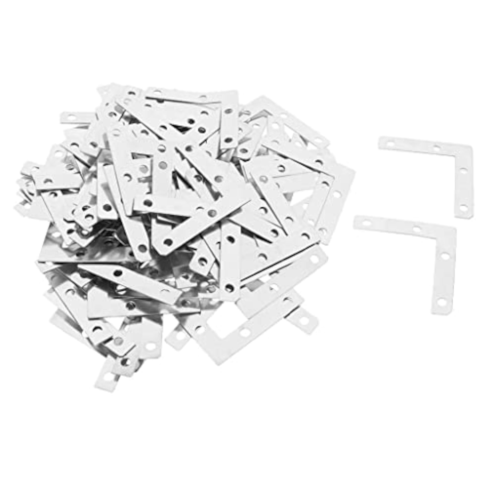 100Pc L Shape Corner Brace Repair Mending Plate Picture Frame Bracket Silver