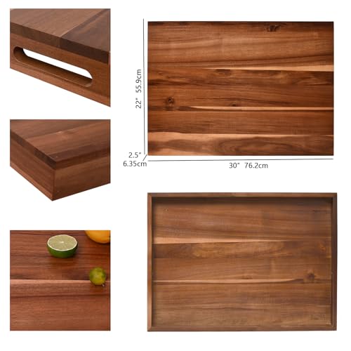 Tabla de cortar rectangular de madera Acacia 76x56 cm miniatura 2