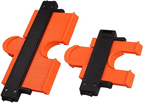Yilu Paquete de 2 herramientas de marca de forma de perfil de duplicación con escala irregular de contorno, regla de plástico, cierre ajustable, duplicador de forma de copia de precisión