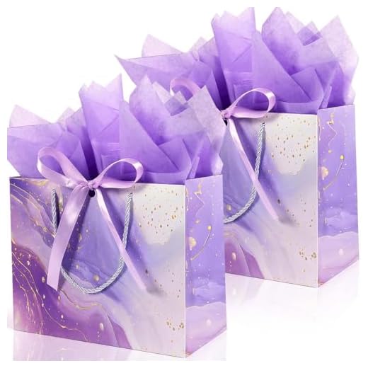 Bolsa de regalo de color morado, 2 unidades, juego de bolsas de regalo con tarjeta de felicitación y papel de seda, bolsa de cumpleaños con asa para niñas y mujeres, bolsas de papel para cumpleaños,