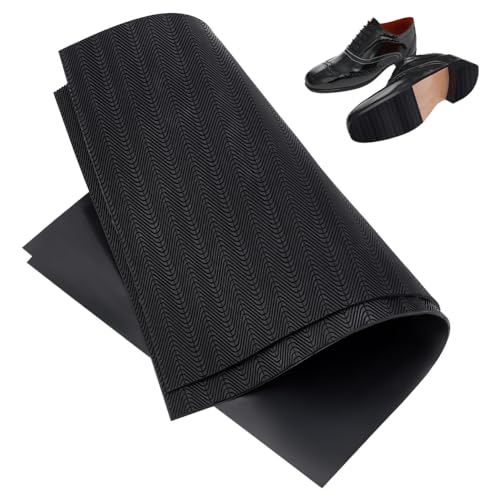 BENECREAT 2 Sheet 15x11inch Shoe Sole Repair Rubber Soling Sheet, Black Non-Slip Bottom Repairing Material for Both High Heels, Leather Shoes, Sports Shoes, 2.5mm Thick