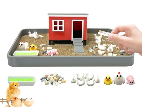 Mini Chicken Zen Garden Kit - Desk Accessory Sand Garden DIY Kit Gifts for Him Her Office Decor,Zen Sand Garden