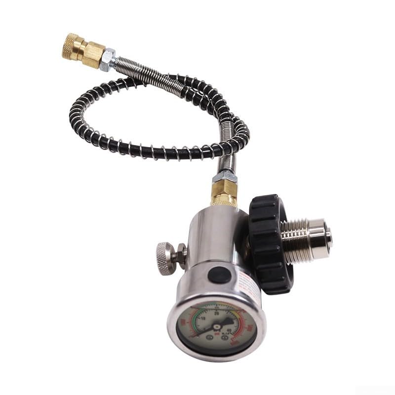 Adattatore per manometro ad alta pressione da G5/8 a 7/8 con doppio display luminoso e tubo da 24 pollici per manutenzione bombola ARA (SFC040)