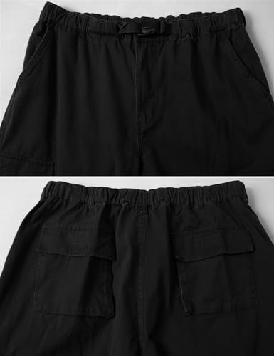 Kinghua Mens Baggy Cargo Pants Casual Loose Fit Elastic Waist Cotton Twill Cargo Pants3
