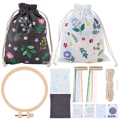 Kit de broderie débutant avec motif floral pré-imprimé WEBEEDY
