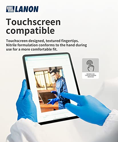 Lanon Food Safe Disposable Nitrile Gloves, Latex Free, Power Free, Textured Fingertips, Cooking, Cleaning, Blue, Xl #TOP5