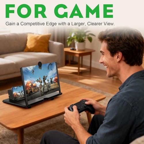 14 Inch Smartphone Screen Magnifier 3D HD Foldable Amplifier Phone Stand with Adjustable Angle Gift for Mom Dad Family Portable Universal Enlarger Movies Gaming Video - Image 5