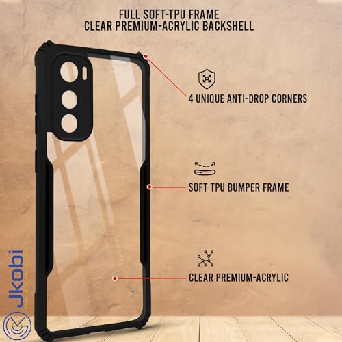 Image of Jkobi Back Cover Case for Motorola Moto Edge 30 (Polycarbonate Clear Panel with Shockproof | Professional Black)