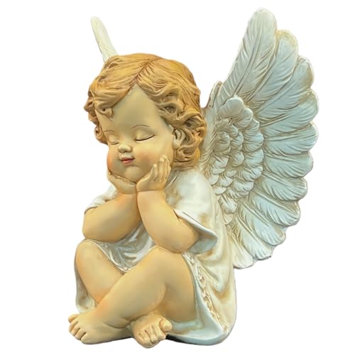 Figura Ángel Decorativa de Resina 4.05x3.62x4.88 in miniatura 1