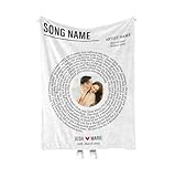 Personalized Custom Vinyl Lyrics Music Blanket Photo & Favorite Song, Anniversary Couples Blanket Great Boyfriend Girlfriend, Valentines Gifts for Couple Wife Husband