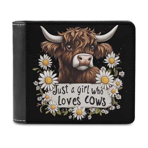 Cow Just A Girl Who Loves Cows Bifold Wallet PU Leather Front Pocket Slim Credit Card Holder Coin Purse for Women Men