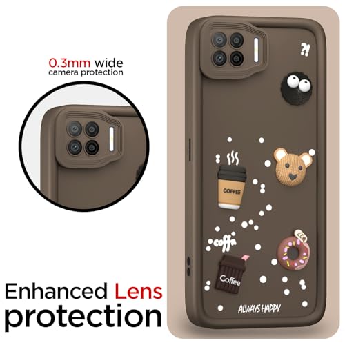 Image of Pikkme Back Cover for Oppo F17 | Cute Fun Cartoon 3D Bear Silicone Full Body Protection Bumper Case (Brown)