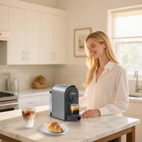 Image of CHULUX Compact Espresso Machine, 20 Bar Single Serve Coffee Maker, Dual Brew Sizes for Espresso and Lungo, 1400W Rapid Brewing, Mystic Gray (Upgrade Model)