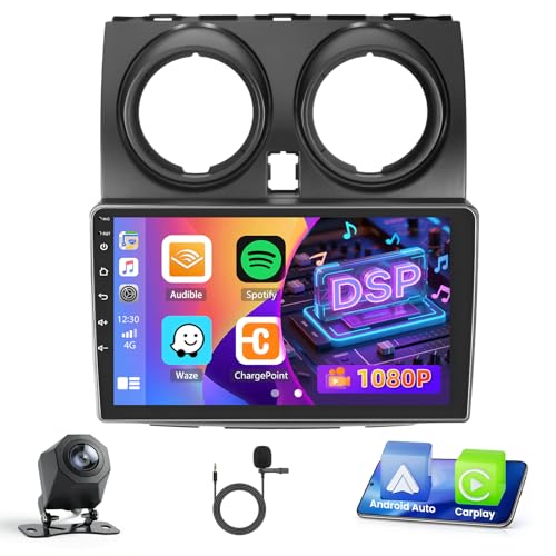 2+64GB Android Autoradio Wireless Carplay pour Nissan Qashqai J10 2006-2016, Tactile Écran 9 Pouces Bluetooth Poste Radio Voiture Android Auto Caméra de Recul, Radio...
