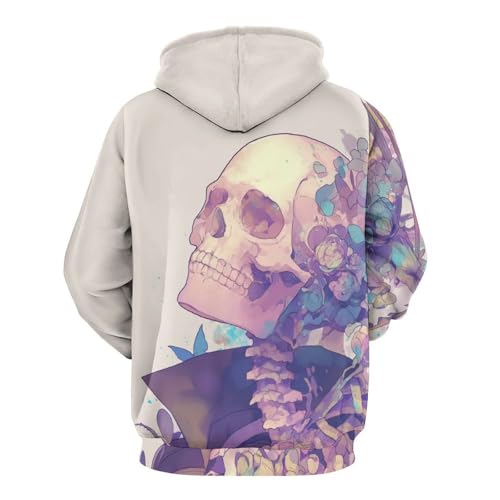 Sweatshirt papillon squelette blanc mode streetwear pullover manches longues S - 4
