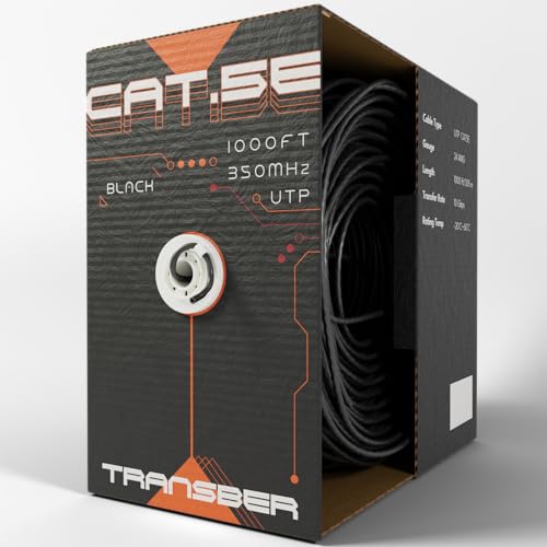Cable de red CAT5E 1000FT negro miniatura 1