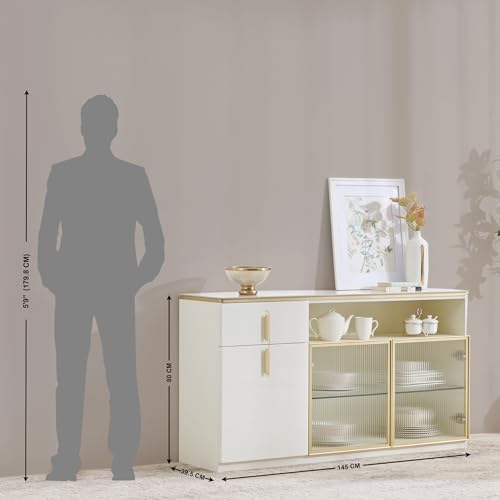 Image of Home Centre | Senorita Sideboard | Storage Cabinet for Home | Engineered Wood | Cream | 1 Year Warranty