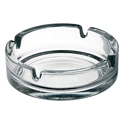 Olympia Small Stackable Glass Ashtrays (Pack of 24), Clear, Solid Glass, Size: 107 mm Diameter, Pub Ashtrays, D865