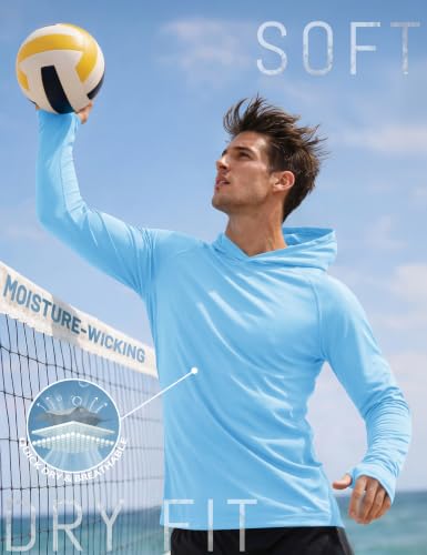 Image of KEFITEVD Men's Sun Hoodie Long Sleeve Fishing UPF 50+ SPF Quick Dry Shirts