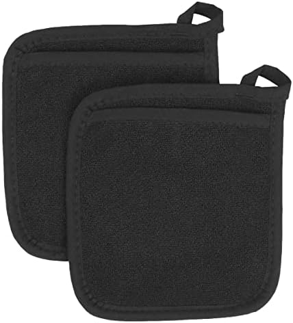 Ritz HOT PADS Pot Holders, With Pocket, Black, 2 Count
