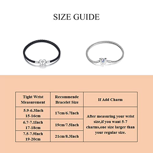 Image of Genuine Black Leather Woven Bracelet with 925 Sterling Silver Heart Cross Clasp Bead Bracelet for Pandora Charms Beads
