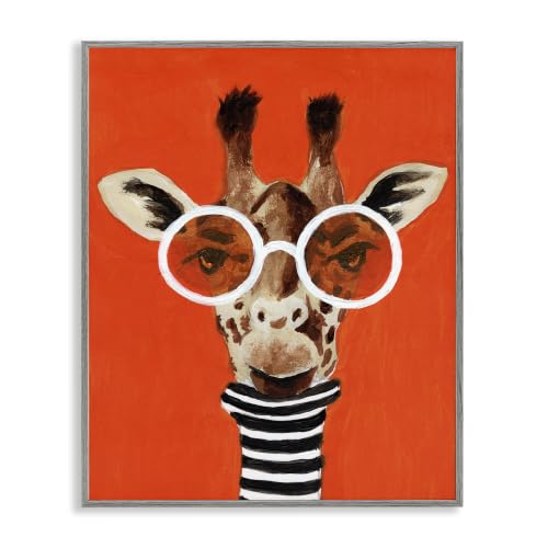 'Bold Giraffe Turtleneck & Glasses'| Framed Giclee Art