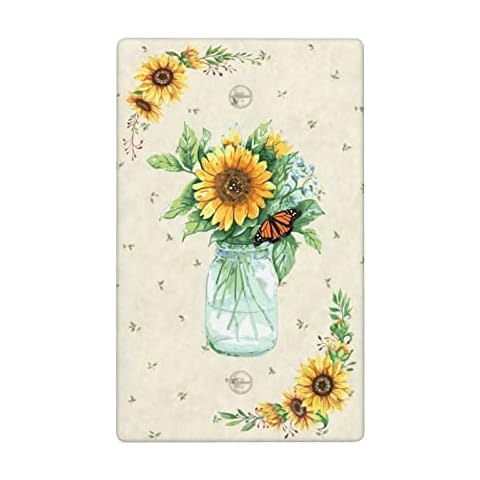 Sunflower Light Switch Cover Plate Single Blank Standard Size 4.5" x 2.76" Decorative Wall Plates for Bedroom Kitchen Office Home Cover