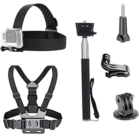 VVHOOY 3 in 1 Universal Action Camera Accessories Kit - Head Strap Mount/Chest Harness/Selfie stick Compatible with Gopro Hero 13 12 11 10 9 8 7 6 5/AKASO EK7000/V50/Brave 7/Dragon Touch Action Camera Cover