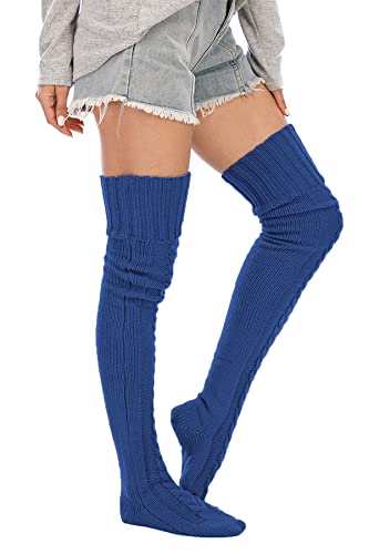 Image of Leoparts Women's Cable Knitted Thigh High Boot Socks Extra Long Winter Stockings Over Knee Leg Warmers