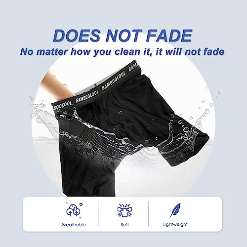 BAMBOO COOL Men's Long Boxer Briefs Performance Long Leg Sports Boxer Brief Underwear MultiPack4