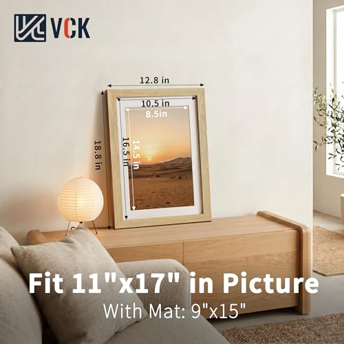 Image of VCK 11x17 Picture Frame 5 Pack, Natural Exclusive Wood, HD Glass, for Print