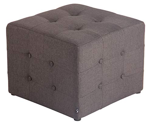 Taburete Reposapiés Melbourne en Tela I Banco Otomano Cuadrado con 37cm de Altura I Puff Taburete Acolchado con Base de Madera I Color:, Color:Gris Oscuro