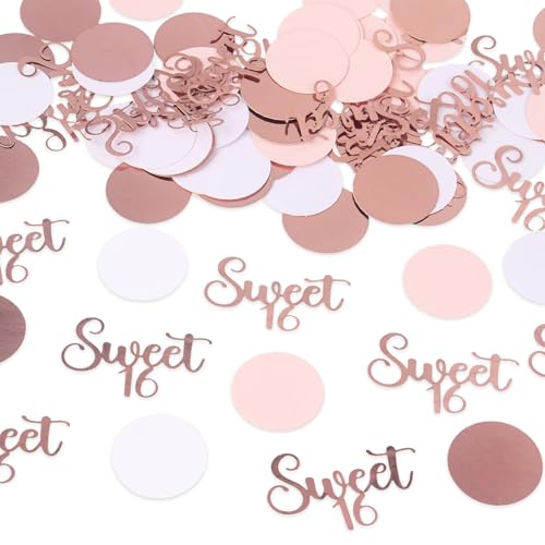 100PCS 16th Birthday Confetti Rose Gold Sweet 16 Birthday Decorations Sequins Table Scatter Sprinkles Happy 16th Birthdays Confetti Wedding Anniversary Table Decorations