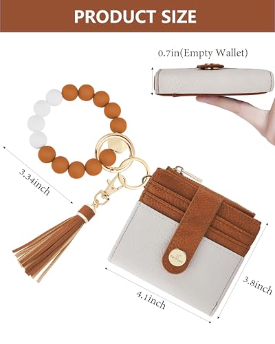 Image of Keychain Wallet Wristlet for Women,RFID Small Wallet | Wallet Wristlet with Zipper Coin Pocket,Vegan Leather Card Wallets for Women, 2 ID Window,Gift