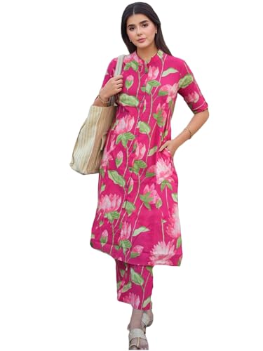 Image of GoSriKi Women's Rayon Viscose Printed A-Line Kurta with Pant