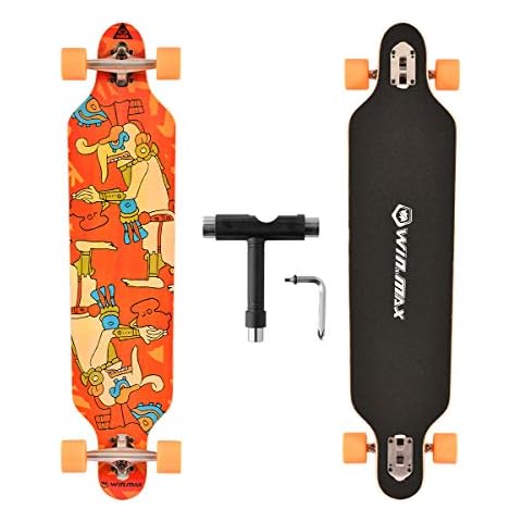 WIN.MAX Monopatín Longboard de 7 Capas de Madera de Arce Cruiser Cover
