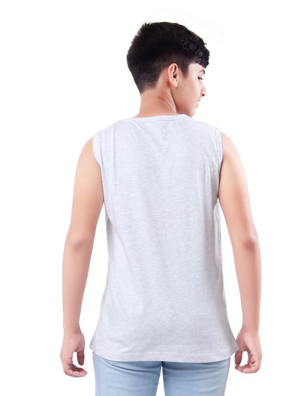 Image of UNOseven Printed Cotton Sleeveless Vest /T-Shirt for Boys - Regular Fit (Pack of 1)