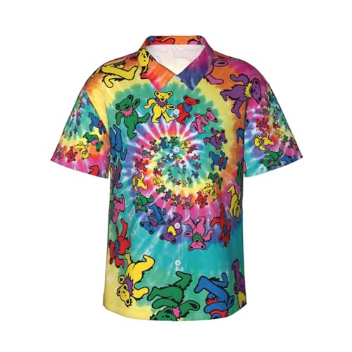 Chemise hawaïenne manches courtes à imprimé ours dansant Thanksgiving