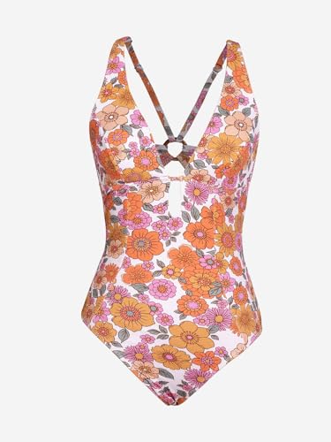 Image of CUPSHE Women's One Piece Swimsuit Deep V Neck Keyhole Cutout O Ring Textured Bathing Suit