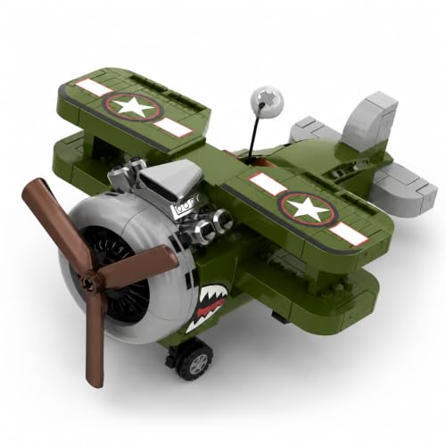 Image of Yashoni Fighter Plane Building Blocks Set - 182 Pcs Military Aircraft Model | Pull String Propeller Action, STEM Construction Toy for Kids 6+ Boys & Girls | Educational 3D Building Kit, Gift