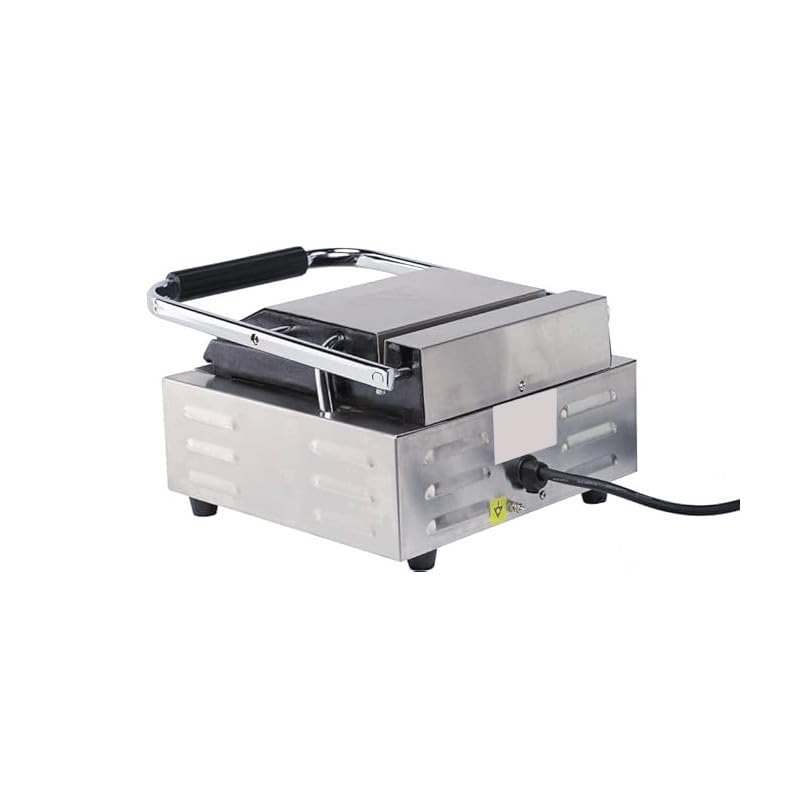Grill de contacto profesional 2200W - Placas lisas 230 x 340 mm - Temperatura ajustable 0 a 300 °C - Bandeja de recuperación de acero inoxidable - Estructura de acero inoxidable - 230 V monofásico