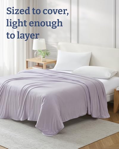 Image of Cooling Blanket for Hot Sleepers - Cold Blanket Throw Size - Double-Sided, Ultra Cool for Summer, Night Sweats & All Seasons - Soft, Lightweight & Breathable for Couch, Bed or Sofa - Purple, 50 inch x 60 inch