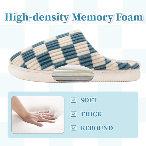 XHS Fuzzy House Slippers for Woman,Memory Foam Womens Slippers,Casual Unisex House Shoes Outdoor Indoor Warm Plush Mens Bedroom Slippers with Faux Fur Lining4