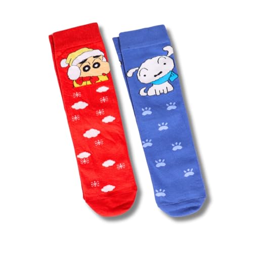 Image of THELA GAADI Shinchan Socks - Pure Cotton Crew Length Printed Funky Cartoon Socks for Men & Women | Odour Free & Beathable | Free Size & Unisex