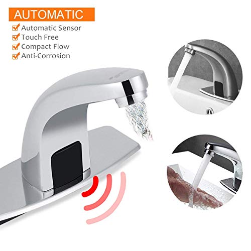 Image of Automatic Sensor Tap Touch Less Brass Water Sensor Tap | Automatic Sensor Faucet | Silver | Chrome Finish | for Washbasin & Bathroom