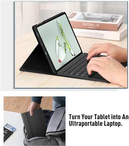 Image of HOM Tri Fold Detachable Wireless Bluetooth Keyboard with Trackpad /Touchpad Tablet Cover Case for OnePlus Pad GO 11.35 inch - Black