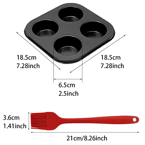 XUELIYUN Yorkshire Pudding Tray Twin Pack Muffin Tin Cookware 4 Cup for Baking Pastries (Free Brush, Black, 18cm x 22cm x 2.5cm - Image 4