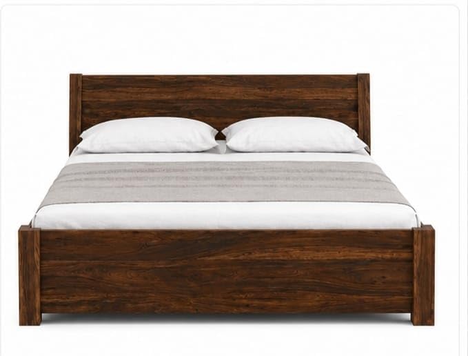 Wooden Box Bed in Sheesham Wood with Low Profile Design | Solid Sheesham Wood, Box Storage Base, Low Profile Frame, Dark Walnut Finish, Sturdy Construction-image-21