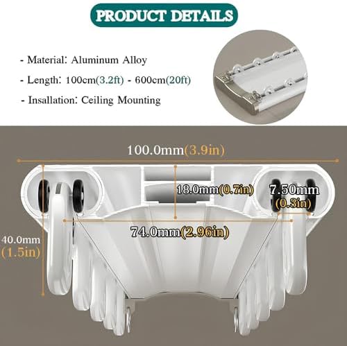 Heavy Duty Double Curtain Track - 120cm Ceiling Mount Sliding Rails for Smooth Operation, Easy Installation, Adjustable Curtain Rods, Ideal for Home Decor & Window Treatments, White