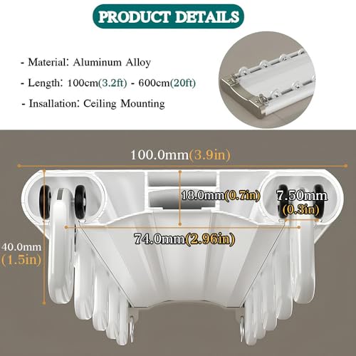 Rieles deslizantes blancos ajustables de 100 a 600 cm para decoración en casa 3